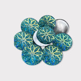 25mm Round Glitter Flower Resin Gem – Flat Back, Glue-On (Sold in Pairs)